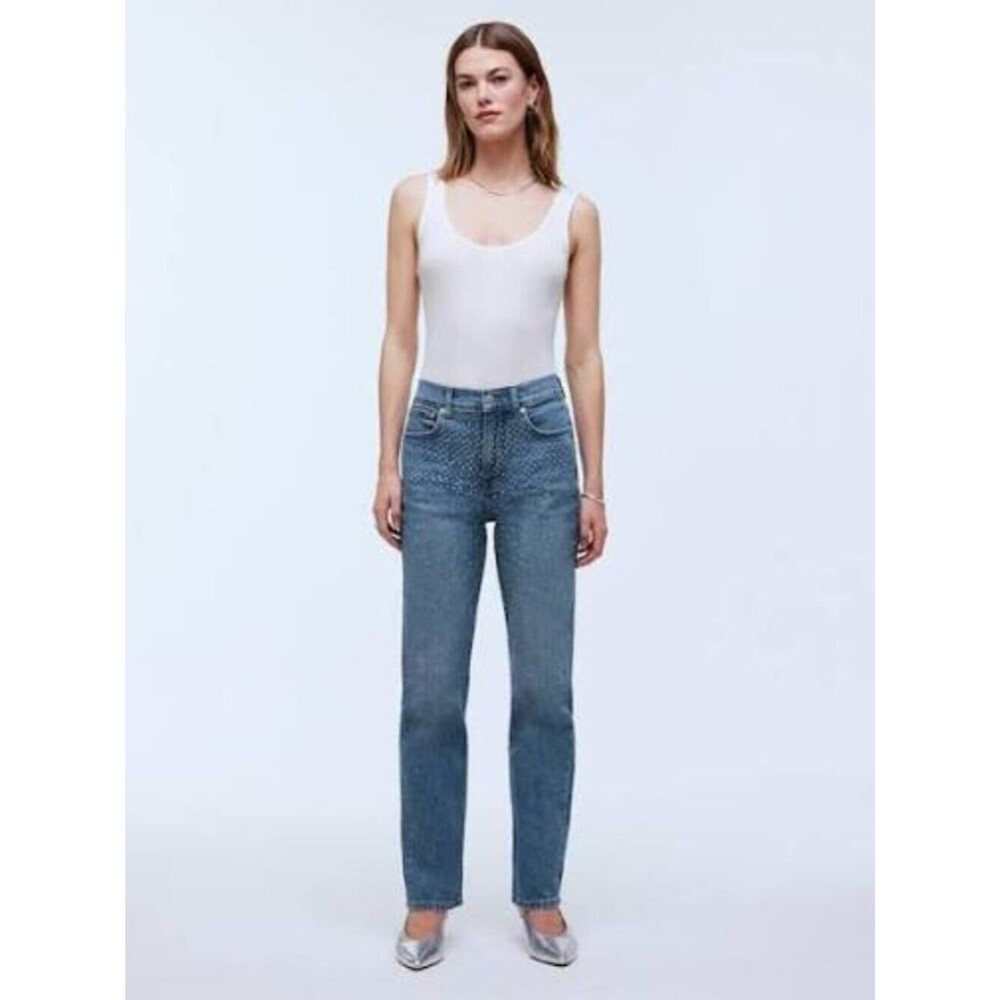 Madewell The '90s Rhinestone Straight Jean Enmore Wash